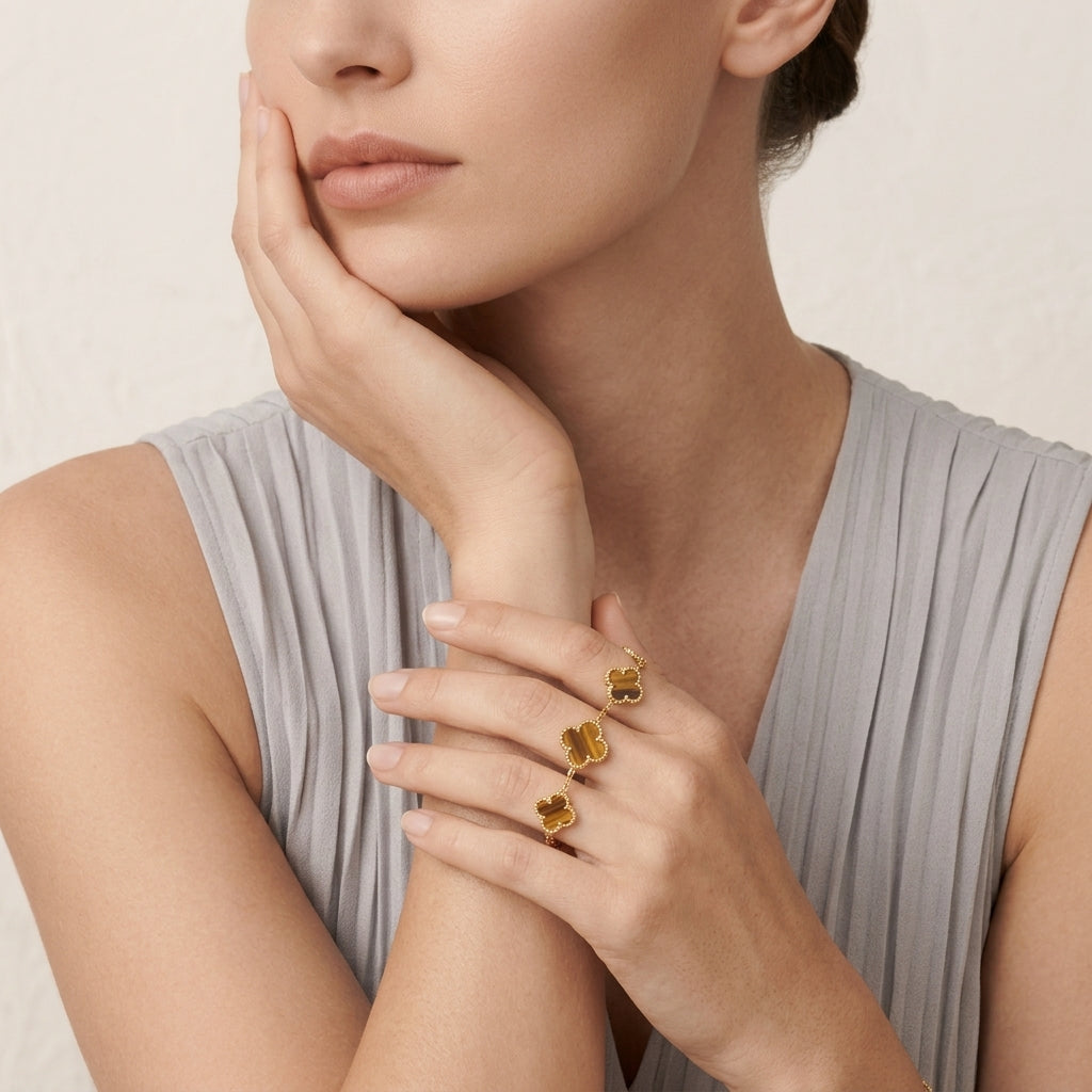 Van Cleef & Arpels Alhambra Bracelet tiger eye stone