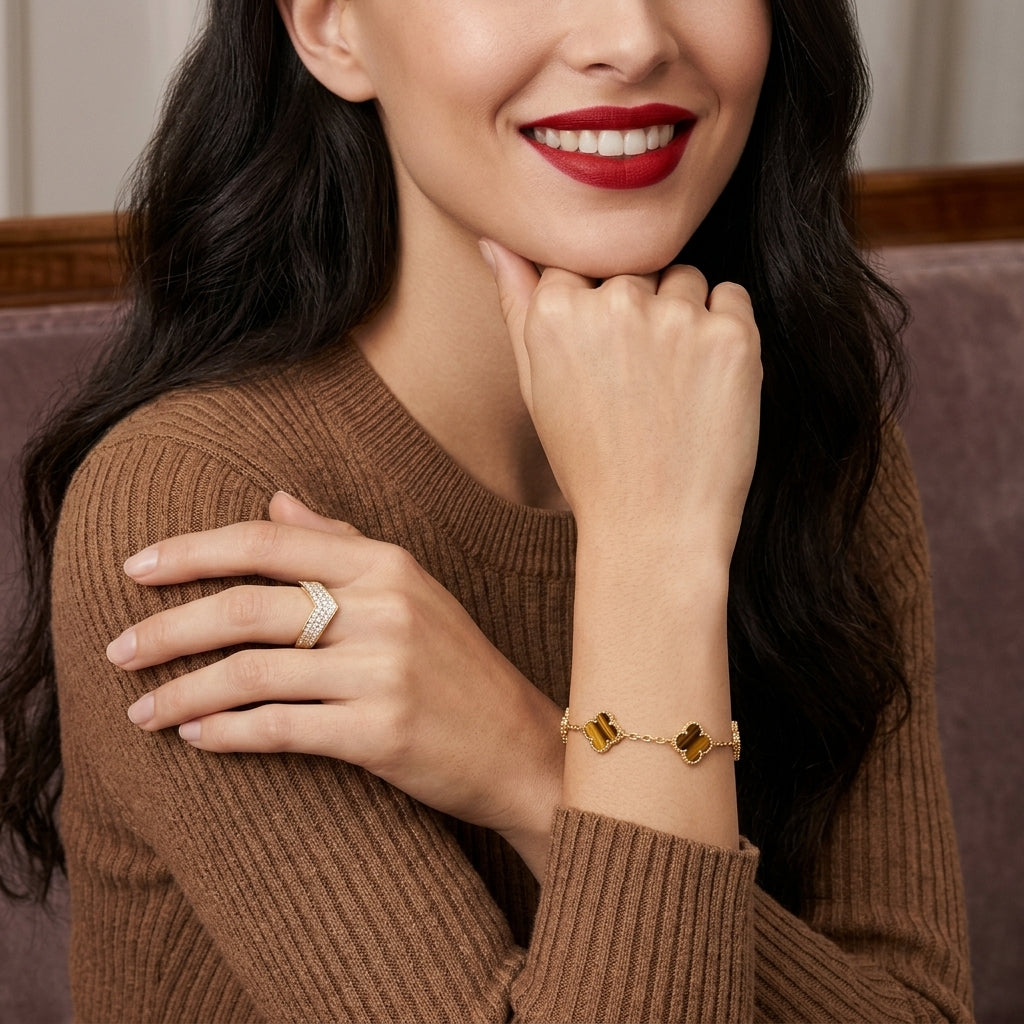 Van Cleef & Arpels Alhambra Bracelet tiger eye stone