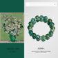 Green bracelet with Zerra branding next to Van Gogh's 'Rose' painting
