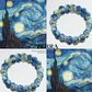Bracelet inspired by 'Starry Night' with Van Gogh painting on a white background