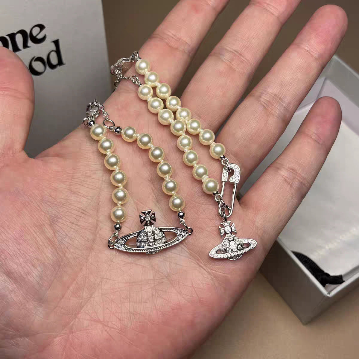 Vivienne Westwood Orb Necklace Choker White 1 Row Pearl Silver Outlet authentic