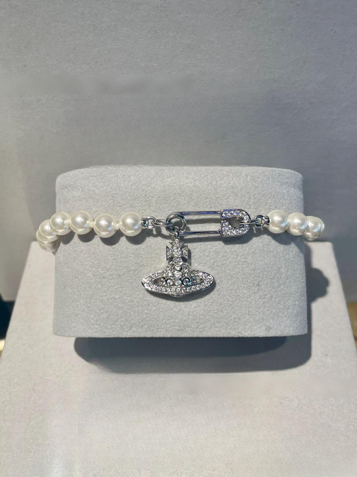 Vivienne Westwood Orb Necklace Choker White 1 Row Pearl Silver Outlet authentic