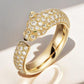 “Wild Grace” Leopard Head Ring | 18K Gold-Plated Sterling Silver Full Zircon Animal Ring womenGold ring with diamond-encrusted panther design on a light background