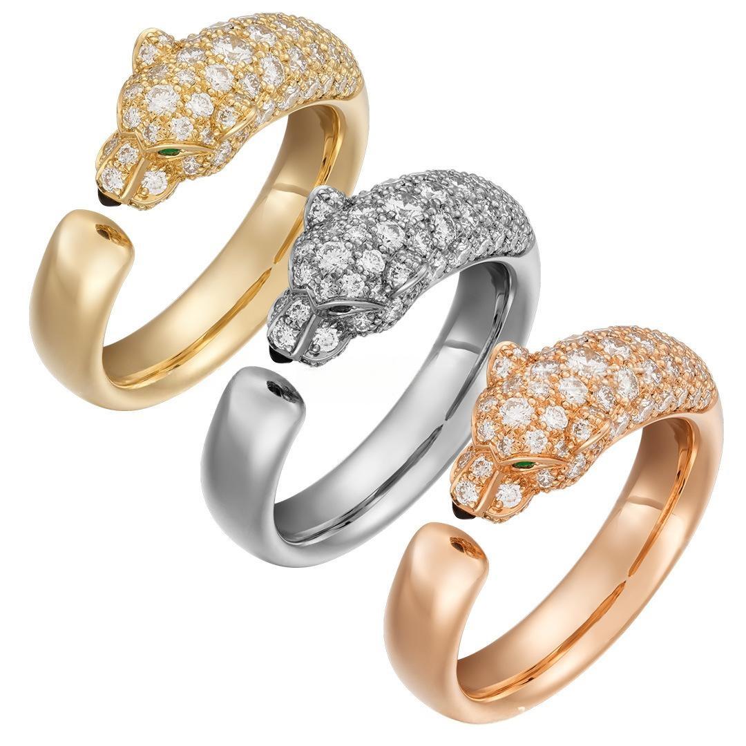 “Wild Grace” Leopard Head Ring | 18K Gold-Plated Sterling Silver Full Zircon Animal Ring women