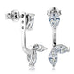 Detail view of 3-hole height adjustable ear jacket stem with marquise leaf cluster.