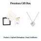Premium lighted presentation box and dual authenticity certificates for celestial star cut moissanite clover necklace.