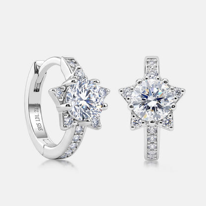 Side profile view showing hinged closure and pave star halo setting.