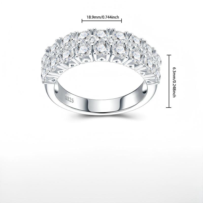 Dimension and measurement details of the double row moissanite half eternity wedding ring.