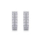 Front view showing double row pave setting on silver moissanite huggie hoop earrings.