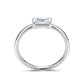 Side profile view showing low-profile East-West bezel set emerald moissanite stone.