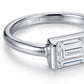 Macro detail view showing full bezel frame and S925 hallmark on East-West moissanite ring.