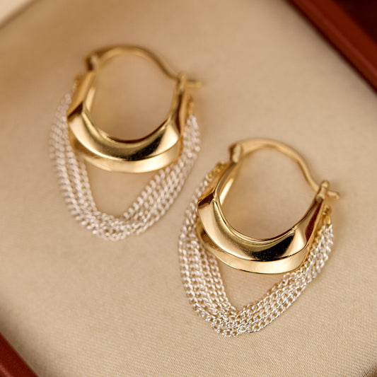 “Vintage minimalist silver tassel earrings for women, elegant cool chic jewelry design