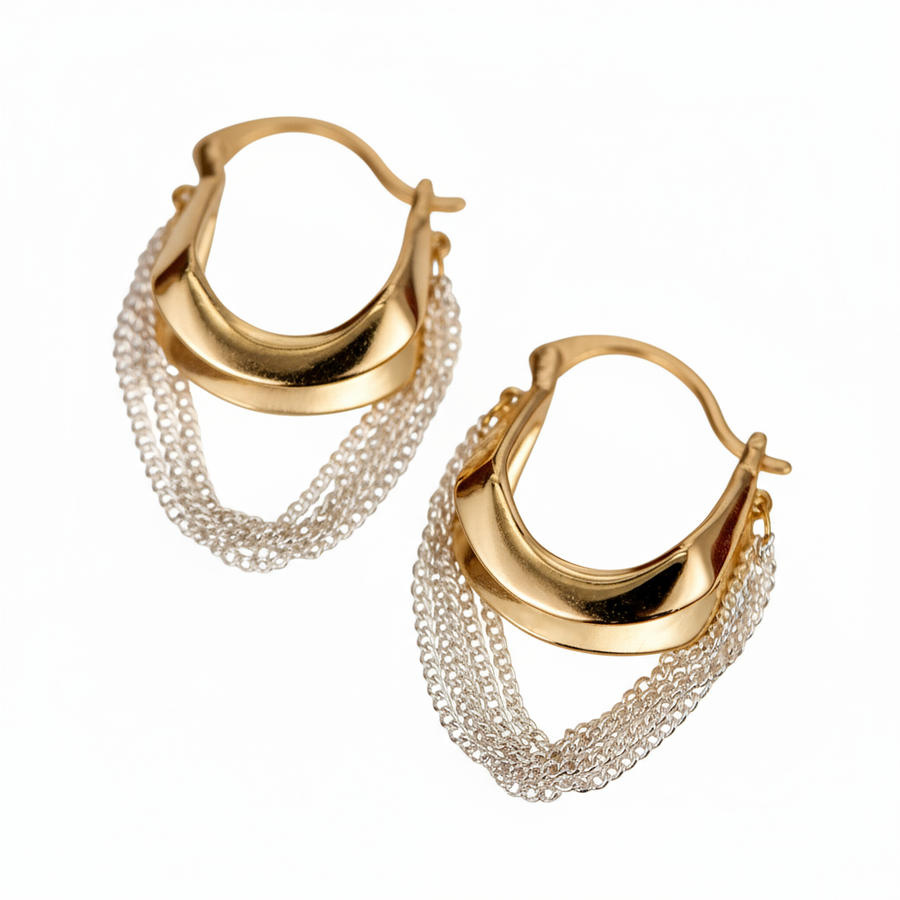 “Vintage minimalist silver tassel earrings for women, elegant cool chic jewelry design