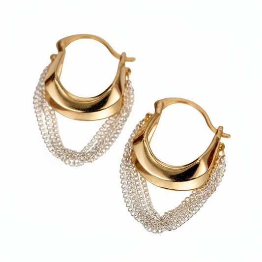 “Vintage minimalist silver tassel earrings for women, elegant cool chic jewelry design