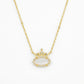 Kendra Scott x Disney Elisa Princess gold crown necklace featuring a white mother of pearl stone.