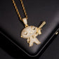 Gold plated S925 sterling silver iced out moissanite Stewie with gun pendant on leather display box