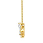 Side view of gold pear cut moissanite butterfly pendant showing openwork profile.