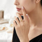 Model showcasing the dainty gold bow knot stacking ring, elegant lifestyle view.