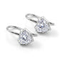 Close-up view of shepherd hook wire and V-prong setting on heart moissanite drop earring.