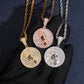 Hand wearing black glove holding 925 sterling silver iced out moissanite praying hands medallion hip hop pendants
