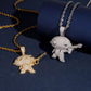 Hip hop S925 silver full iced out moissanite Stewie with gun pendants in gold and silver on dark display