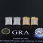 Silver and gold iced out curved kite cluster moissanite stud earrings with GRA report card