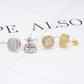 Gold and silver iced out cushion square cluster moissanite stud earrings showing screw back posts and back basket
