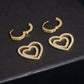 Yellow gold iced out huggie hoop moissanite earrings with detachable double open heart charms