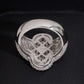 Back view showing solid lattice hollow inner band of four-leaf clover ring