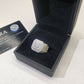 Back view showing detailed lattice hollow back structure of iced out square cluster ring   