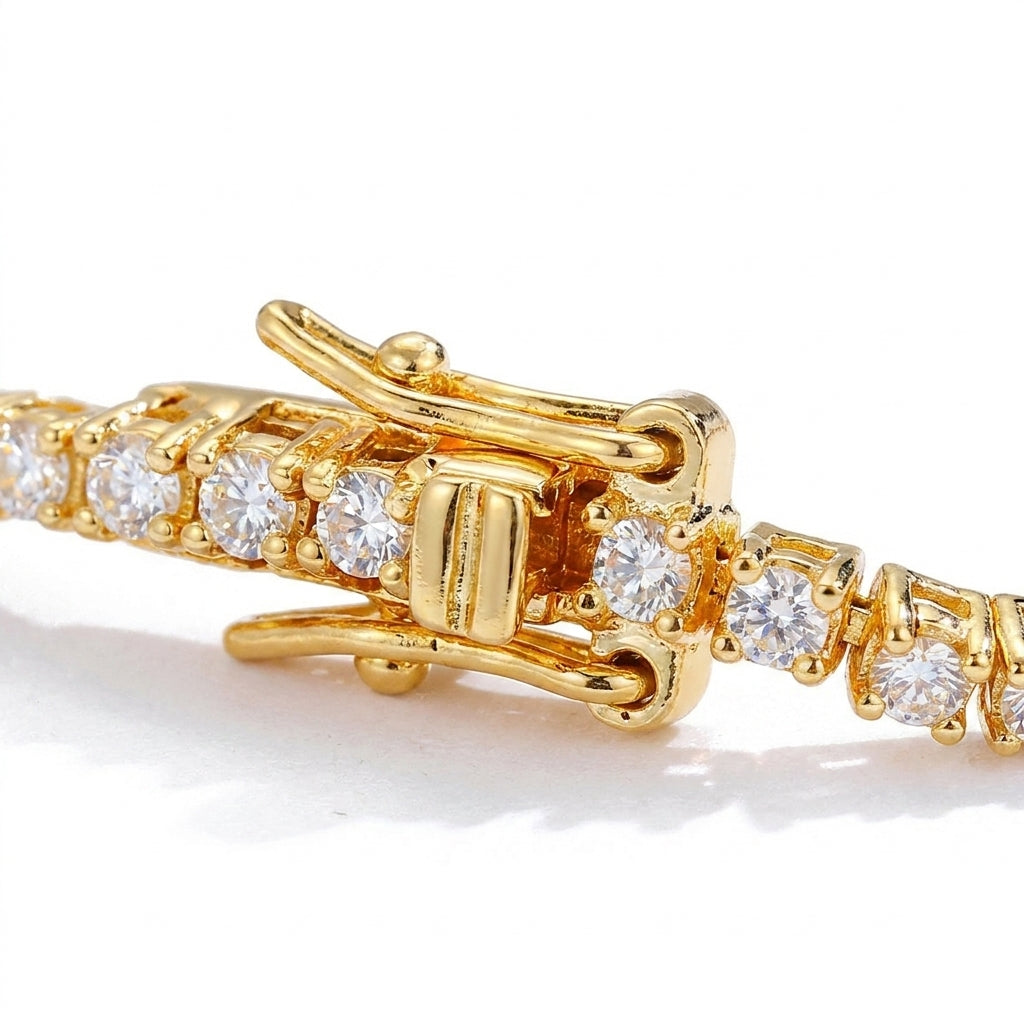 2mm Moissanite Tennis Bracelet  | 18K Gold Plated
