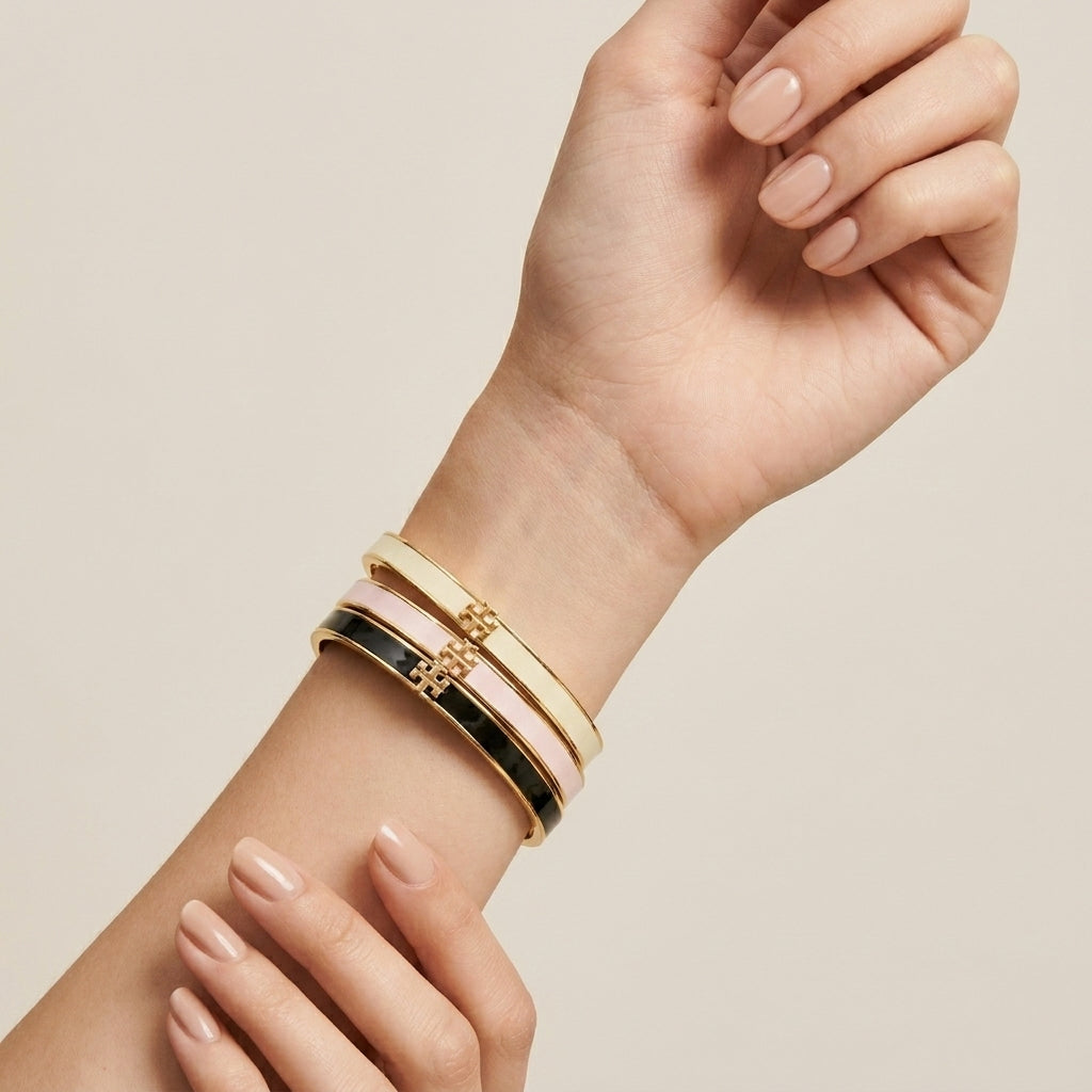 Zerra Jewelry Tory Burch Icon Medium Enamel Bracelet with double T design in colorful enamel finish
