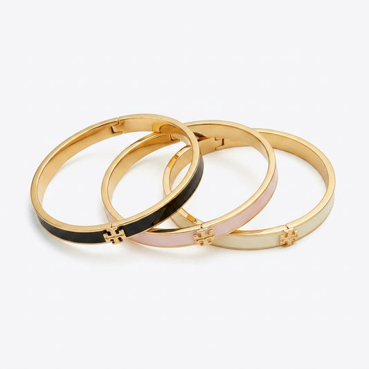 Zerra Jewelry Tory Burch Icon Medium Enamel Bracelet with double T design in colorful enamel finish.