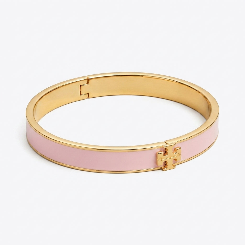 Zerra Jewelry Tory Burch Icon Medium Enamel Bracelet featuring a double T design in vibrant enamel colors.