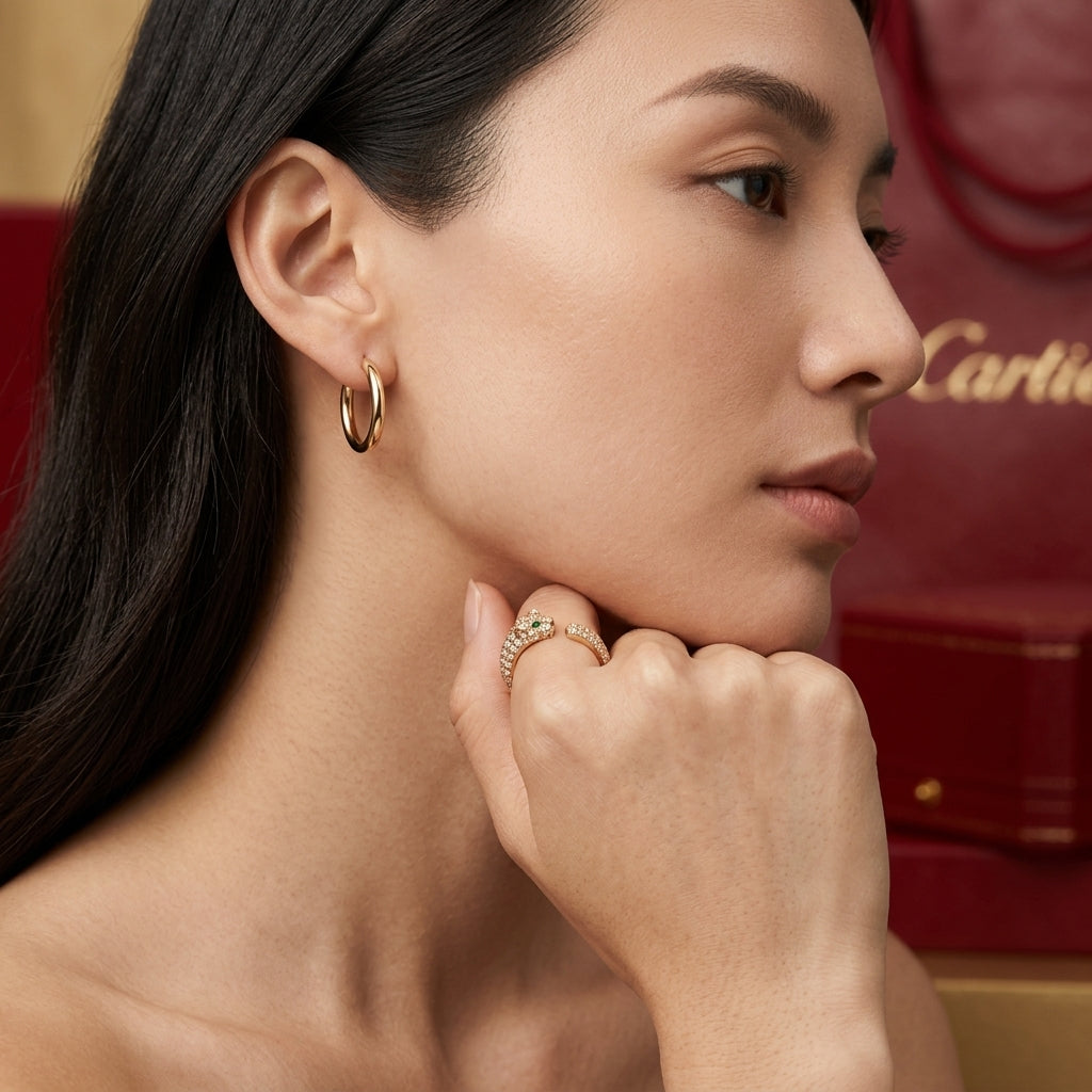 Zerra Jewelry Cartier Panthère de Narrow Paved Ring featuring sleek design and sparkling pave details.
