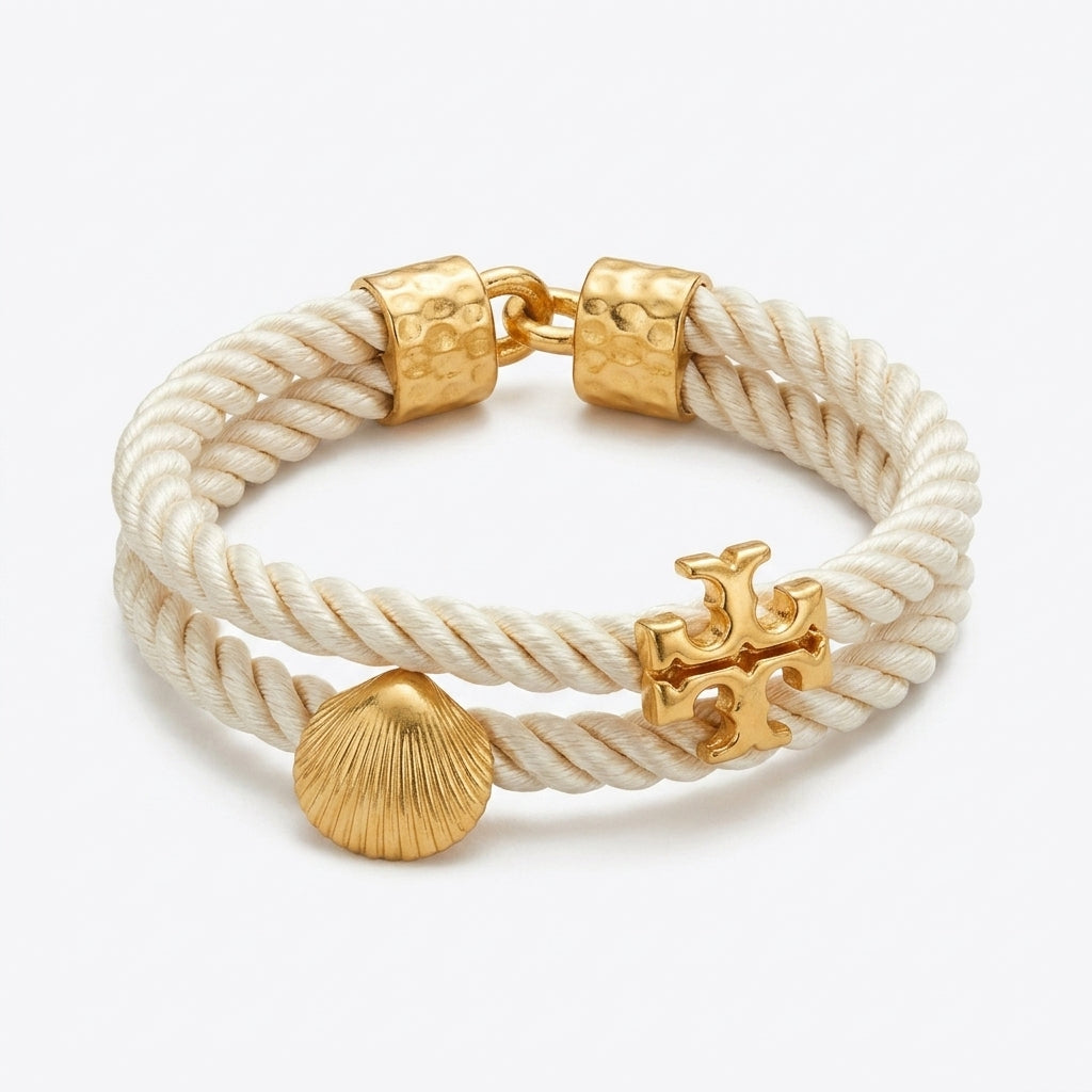 Tory Burch Shell and Kira T Rope Bracelet | Rope Twist Shell