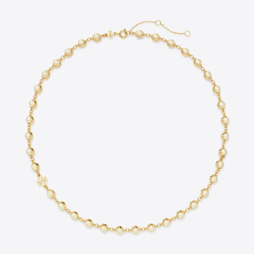Tory Burch Moondance Pearl Gold Necklace | 18k Gold Plated