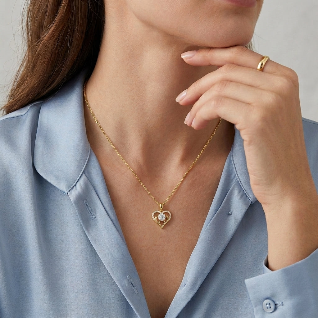 Classic Open Heart Moissanite Necklace