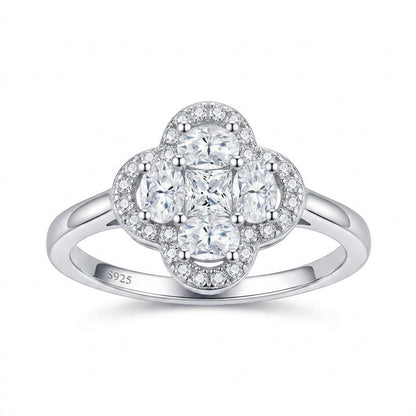 Four-Leaf Clover Oval Moissanite Ring, Cluster