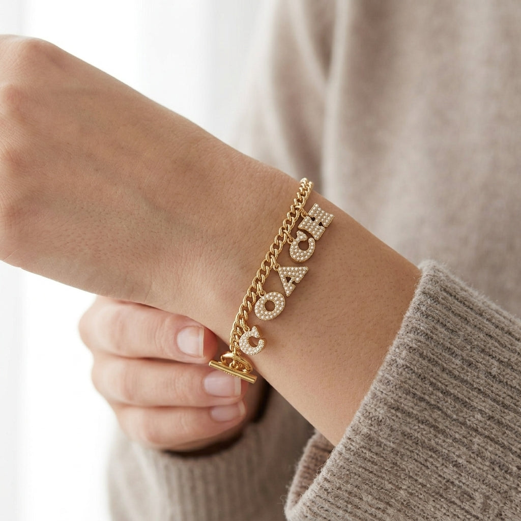 COACH Station  Pave Coach Charm bracelet
