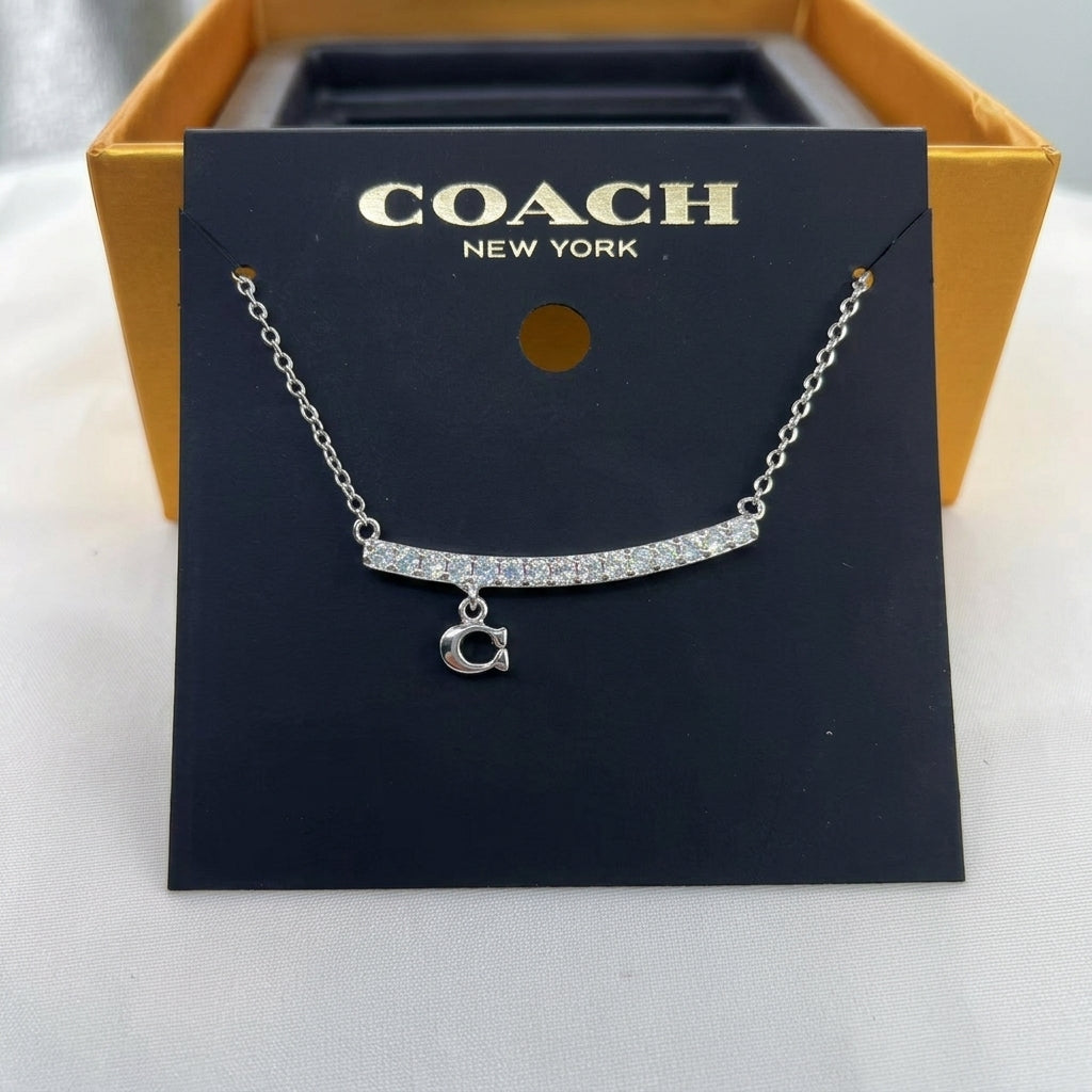 Coach  Gold Pave Signature Bar Necklace