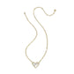 Full view of the Kendra Scott Ari gold heart paperclip necklace chain layout, showing the single adjustable slider bead closure.