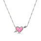 Kendra Scott Ari Heart Arrow short pendant necklace in silver rhodieum with pink heart stone