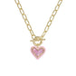 Kendra Scott Ari Heart Gold Enamel Frame Necklace in Ivory Mother-of-Pearl-pink