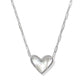 The Kendra Scott Ari asymmetric heart silver curb chain necklace featuring a white mother of pearl pendant.