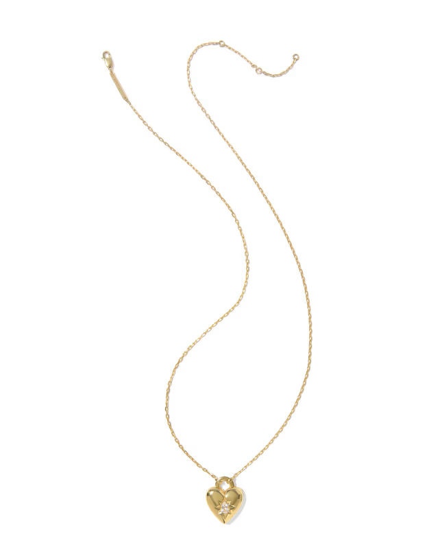 Kendra Scott Bold Heirloom Heart Locket Pendant in 14k gold-plated brass