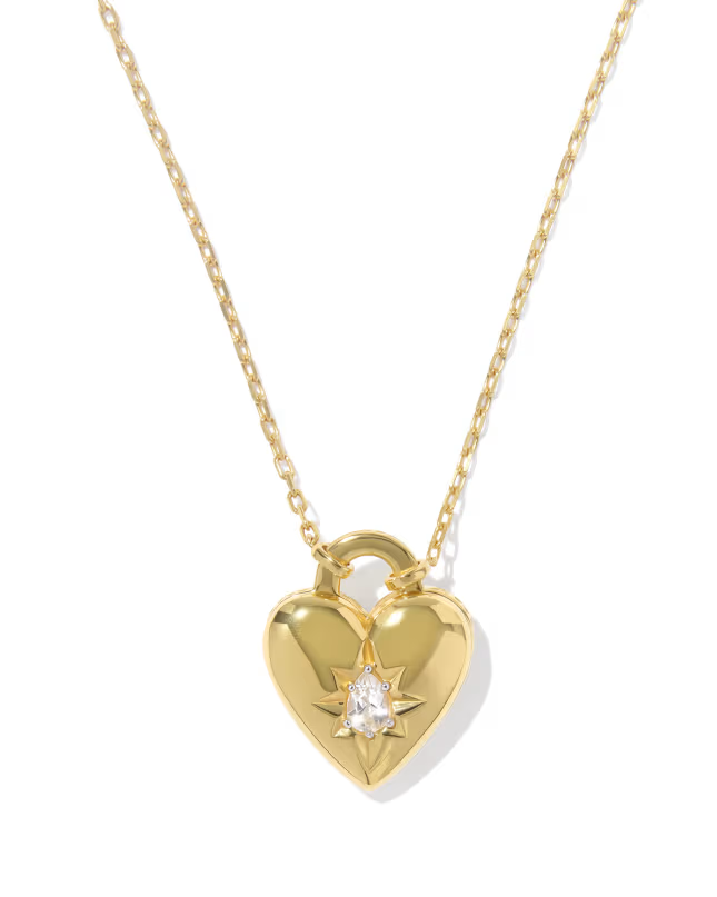 Kendra Scott Bold Heirloom Heart Locket Pendant in 14k gold-plated brass