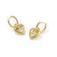 Kendra Scott Bold Heirloom Heart vermeil convertible huggie earrings front view gold heart dangling from hoop