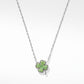 The Kendra Scott clover short pendant necklace in rhodium-plated silver featuring a lucky green stone.