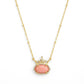 Kendra Scott x Disney Elisa Princess gold crown necklace featuring a soft coral pink stone.